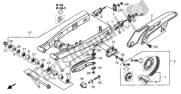All parts for the Swingarm of the Honda XL 700 VA Transalp 2010