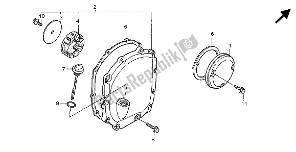 All parts for the Right Crankcase Cover of the Honda CB 1000F 1995