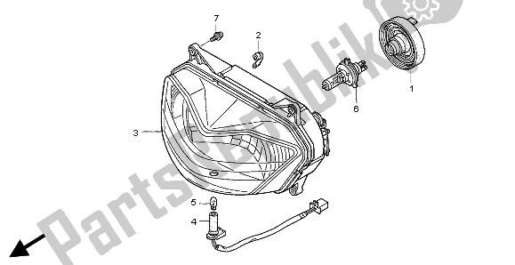 Alle onderdelen voor de Koplamp (uk) van de Honda XL 650V Transalp 2004