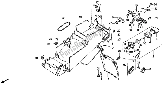 All parts for the Rear Fender of the Honda CBR 900 RR 1993