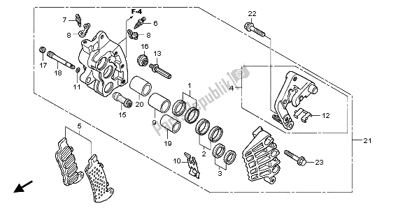 Tutte le parti per il R. Pinza Freno Anteriore del Honda VTX 1800C 2003