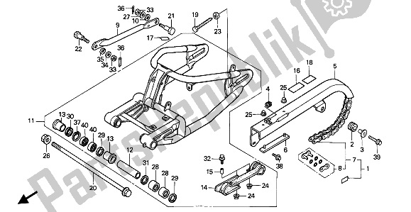 All parts for the Swingarm of the Honda VT 600 CM 1991