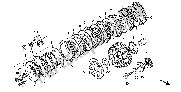 All parts for the Clutch of the Honda VT 750C2 2007