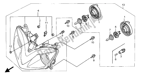 Tutte le parti per il Faro (uk) del Honda CBR 600 FS 2002