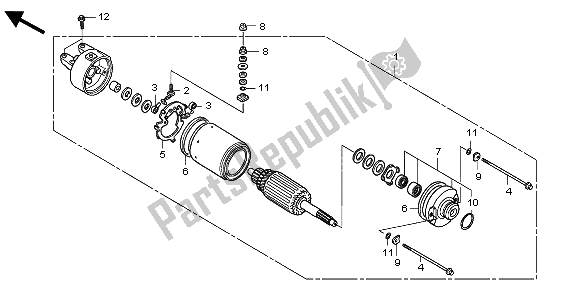 All parts for the Starter Motor of the Honda TRX 500 FA Fourtrax Foreman Rubican 2009