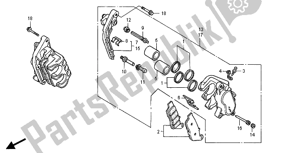 All parts for the Front Brake Caliper of the Honda CB 600F2 Hornet 2001