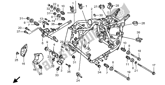 Alle onderdelen voor de Frame Lichaam van de Honda VT 1100C3 1999