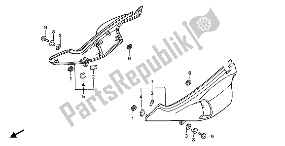 Alle onderdelen voor de Zijdeksel van de Honda NX 650 1992