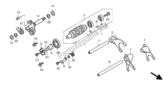 All parts for the Gearshift Drum of the Honda CB 1000 RA 2009