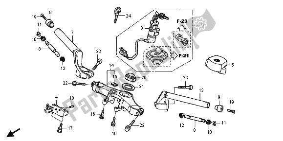 Todas as partes de Lidar Com Tubo E Ponte Superior do Honda CBR 125R 2013