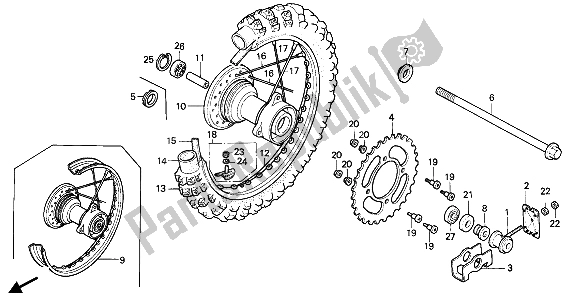 Todas las partes para Rueda Trasera de Honda CR 80R 1985