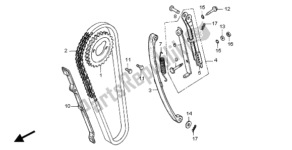 Alle onderdelen voor de Nokkenketting & Spanner van de Honda CA 125 1995