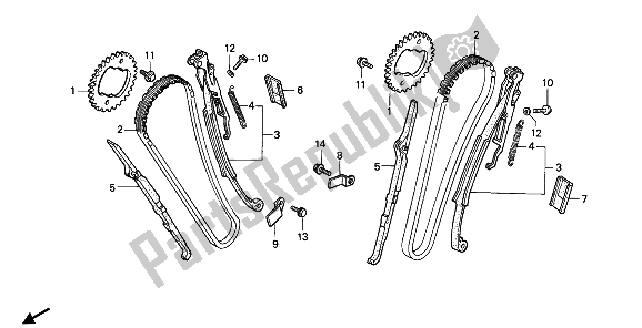 Todas las partes para Cadena De Levas Y Tensor de Honda XL 600V Transalp 1992