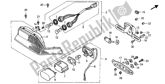 All parts for the Taillight of the Honda VFR 750F 1987