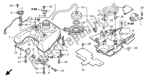 Tutte le parti per il Serbatoio Di Carburante del Honda TRX 680 FA Fourtrax Rincon 2008