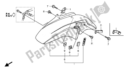 Alle onderdelen voor de Voorspatbord van de Honda CB 1300 2008