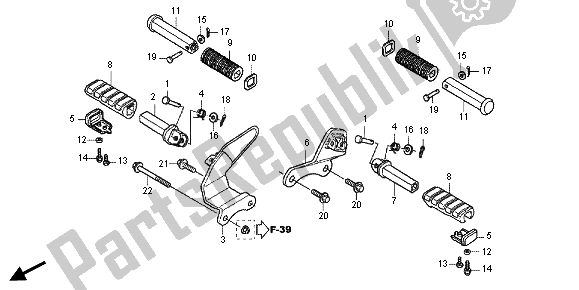 All parts for the Step of the Honda VT 750 CS 2012