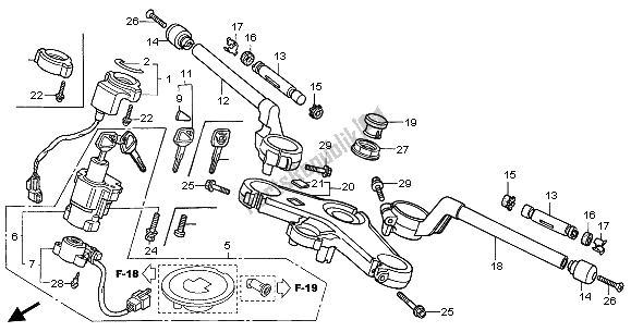 Todas las partes para Manejar Tubo Y Puente Superior de Honda VFR 800 2003