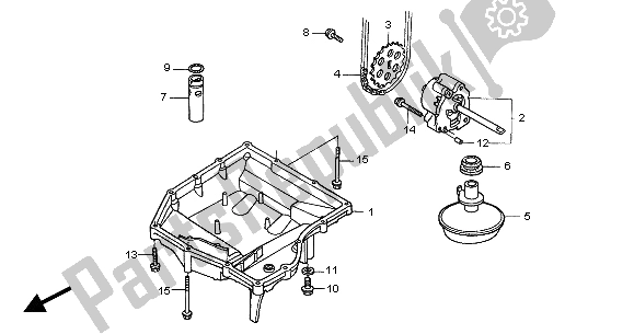 All parts for the Oil Pan & Oil Pump of the Honda CBF 600N 2004