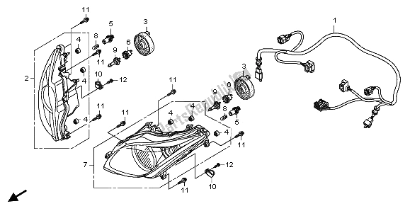 All parts for the Headlight of the Honda FJS 400A 2009