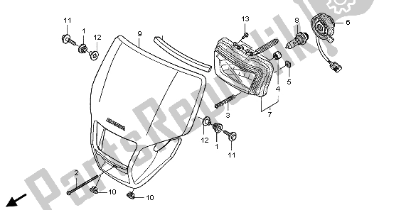 All parts for the Headlight of the Honda CRF 250X 2006