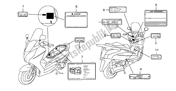 Tutte le parti per il Etichetta Di Avvertenza del Honda FES 125A 2007