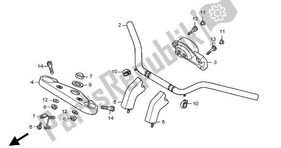 All parts for the Handle Pipe & Top Bridge of the Honda VTX 1800C 2004