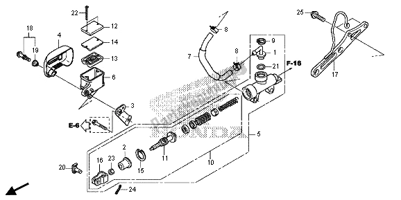 All parts for the Rear Brake Master Cylinder of the Honda VT 750 CS 2013