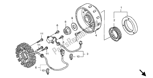 All parts for the Generator of the Honda SH 150 2006