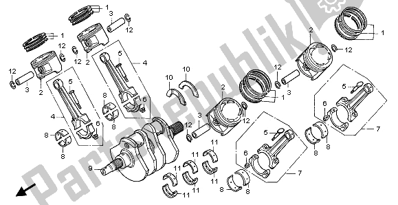 All parts for the Crankshaft & Piston of the Honda ST 1100A 1996