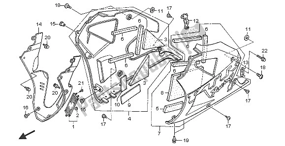 Tutte le parti per il Cappuccio Inferiore del Honda VTR 1000 SP 2005