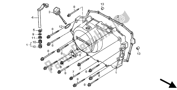 All parts for the Right Crankcase Cover of the Honda XL 600V Transalp 1997