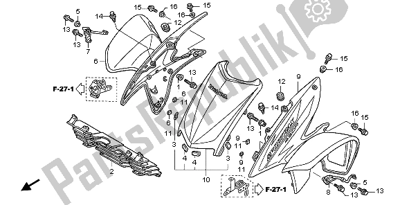 All parts for the Front Fender of the Honda TRX 450 ER Sportrax 2006