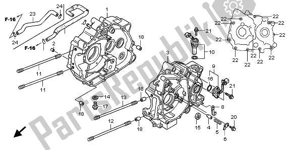 All parts for the Crankcase of the Honda ANF 125 2008