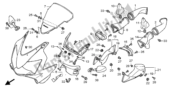 All parts for the Upper Cowl of the Honda CBR 600F 2007