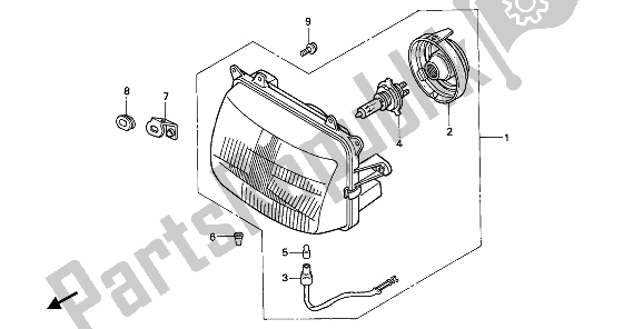 Tutte le parti per il Faro del Honda NX 250 1990