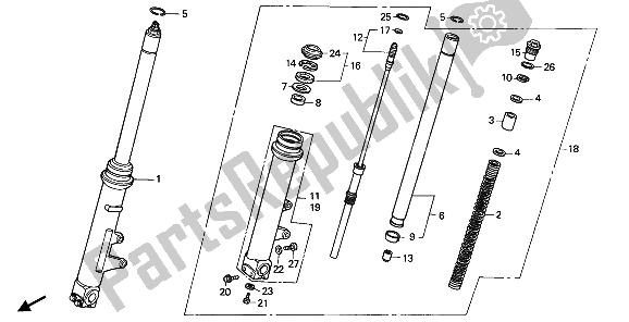 Todas las partes para Tenedor Frontal de Honda VFR 400R3 1990