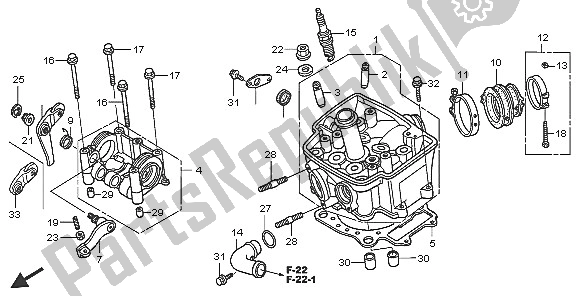 All parts for the Cylinder Head of the Honda CRF 450R 2005