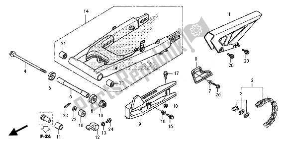 All parts for the Swingarm of the Honda CRF 125F SW 2014