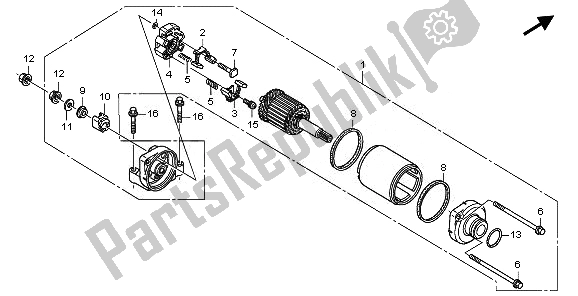 All parts for the Starting Motor of the Honda CBF 600 NA 2008