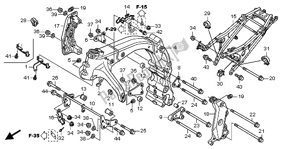 All parts for the Frame Body of the Honda CB 600 FA Hornet 2008