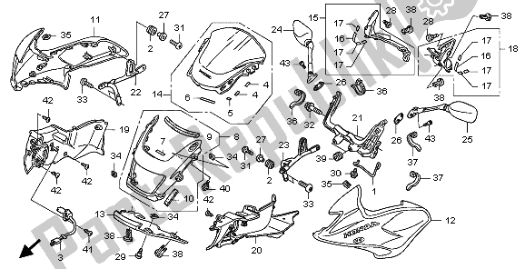 All parts for the Cowl & Side Cowl & Windscreen of the Honda CB 1300 SA 2009