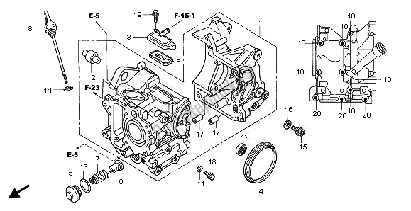 All parts for the Crankcase of the Honda NPS 50 2011