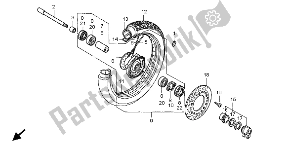 All parts for the Front Wheel of the Honda VT 600C 1999