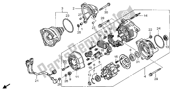 All parts for the Generator of the Honda ST 1300A 2007