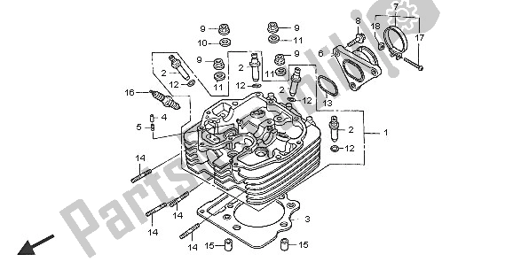 Alle onderdelen voor de Cilinderkop van de Honda TRX 400 EX Sportrax 2005