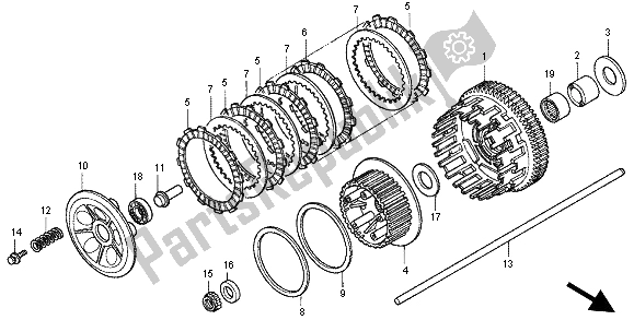 All parts for the Clutch of the Honda CB 1300X4 1998