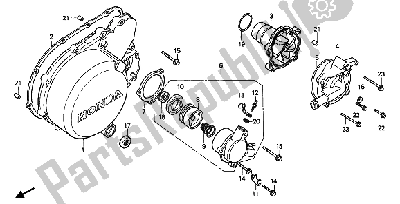 Todas las partes para Cubierta Izquierda Del Cárter Y Bomba De Agua de Honda PC 800 1990