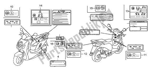 All parts for the Caution Label of the Honda PES 125 2013