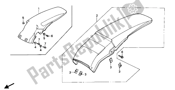 All parts for the Rear Fender of the Honda CR 250R 1991